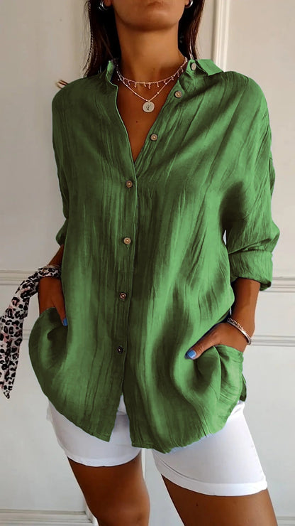 Relaxed Fit Women's Long Sleeve Button Down Shirt
