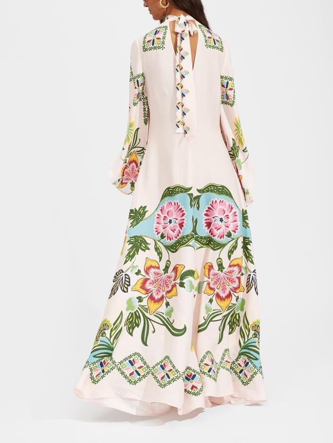Jillian Women's Floral Maxi Dress Long Sleeve