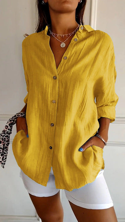 Relaxed Fit Women's Long Sleeve Button Down Shirt
