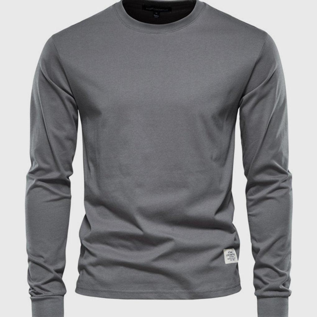 Men's Cotton Long Sleeve Shirt Round Neck