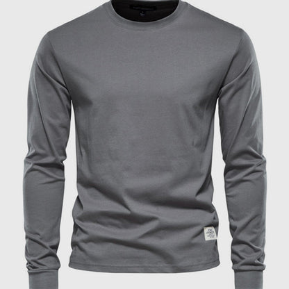 Men's Cotton Long Sleeve Shirt Round Neck