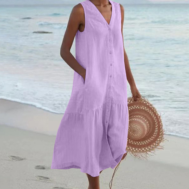 Image of Judith | Women's Sleeveless Midi Dress
