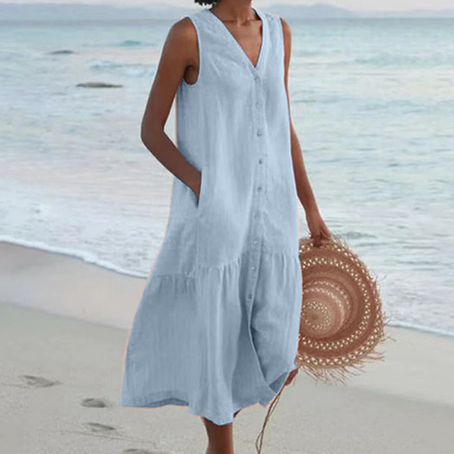 Image of Judith | Women's Sleeveless Midi Dress