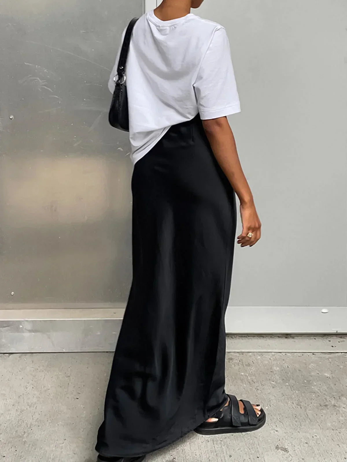 Women's High-Waisted Satin Skirt