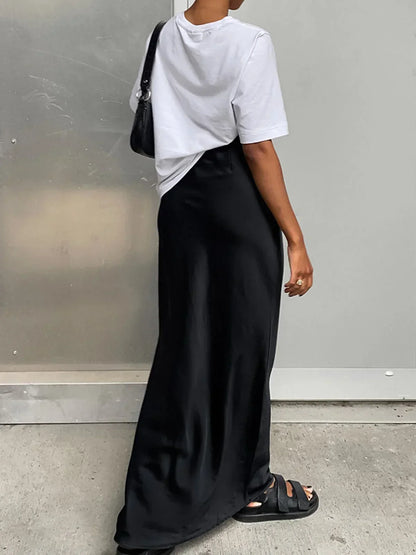 Women's High-Waisted Satin Skirt