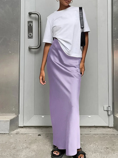 Women's High-Waisted Satin Skirt