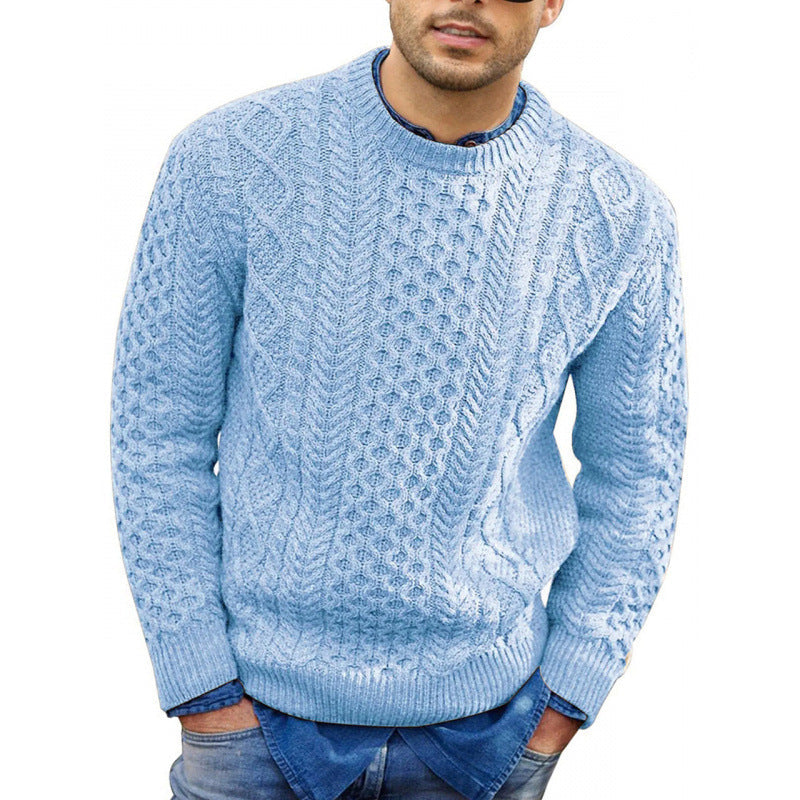 Men's Cable Knit Crew Neck Sweater - VibreMode