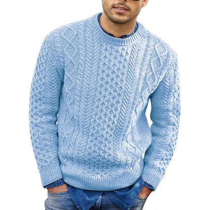 Men's Cable Knit Crew Neck Sweater - VibreMode