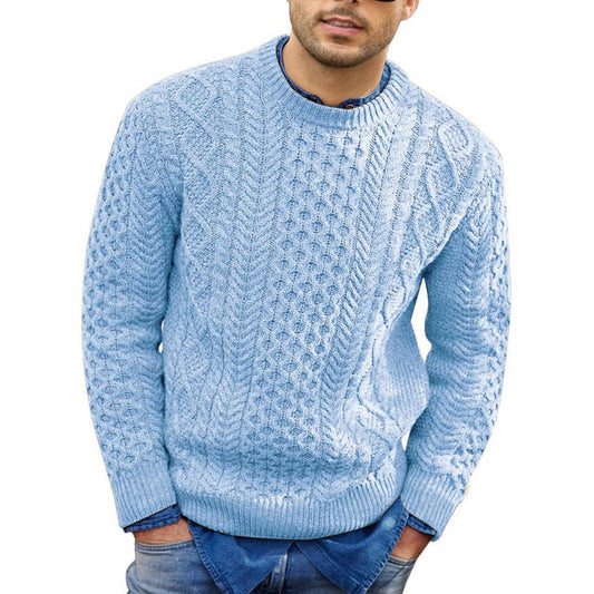 Men's Cable Knit Crew Neck Sweater - VibreMode