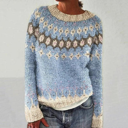 Warm Women's Cozy Patterned Crew Sweater - VibreMode
