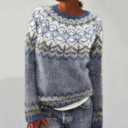 Warm Women's Cozy Patterned Crew Sweater