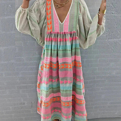 Colorful Stripe Long Maxi Dress