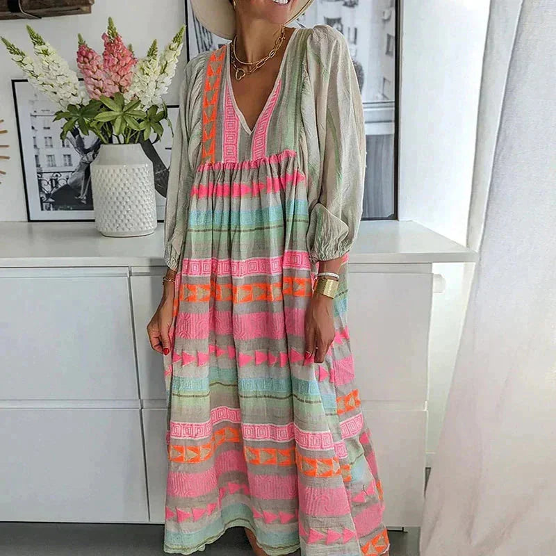 Colorful Stripe Long Maxi Dress - VibreMode
