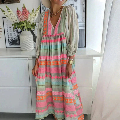 Colorful Stripe Long Maxi Dress - VibreMode
