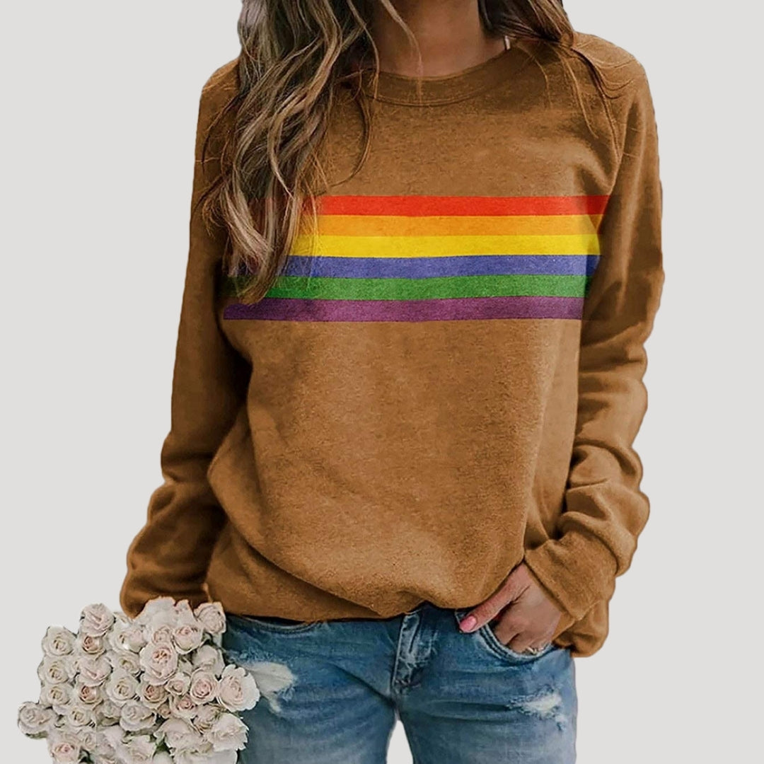 Image of Kara | Women's Rainbow Stripe Long Sleeve Sweater