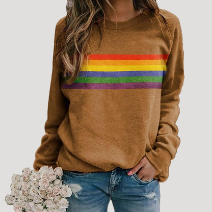 Image of Kara | Women's Rainbow Stripe Long Sleeve Sweater