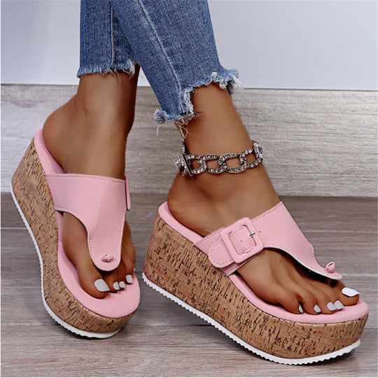Cleo Women's Cork Wedge Sandals Brown