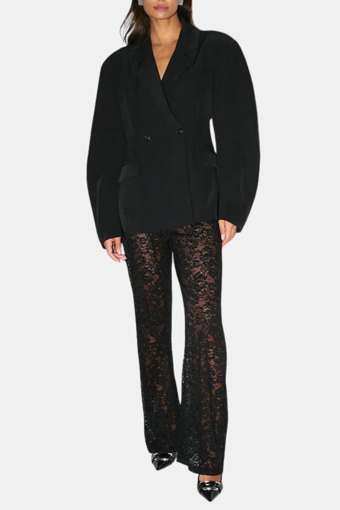 Women's High-Waisted Lace Flare Pants