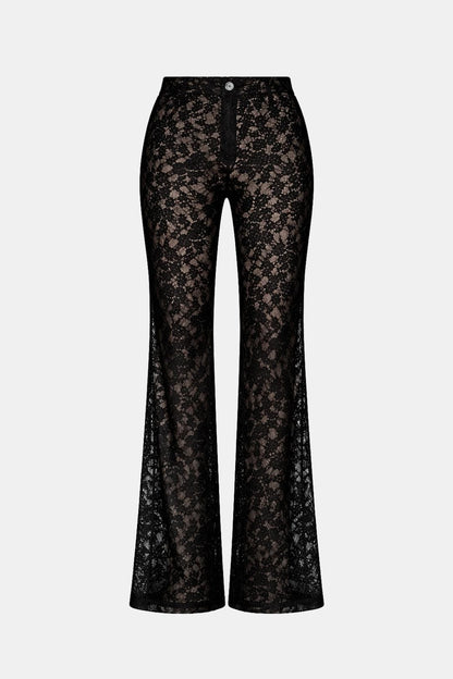 Women's High-Waisted Lace Flare Pants - VibreMode