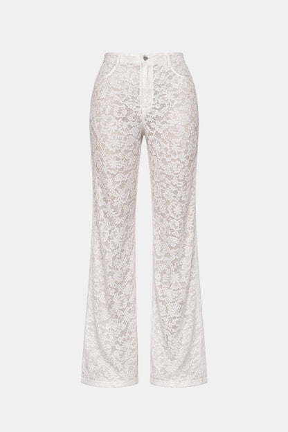 Women's High-Waisted Lace Flare Pants