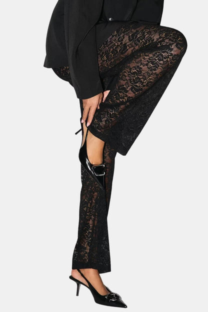Women's High-Waisted Lace Flare Pants