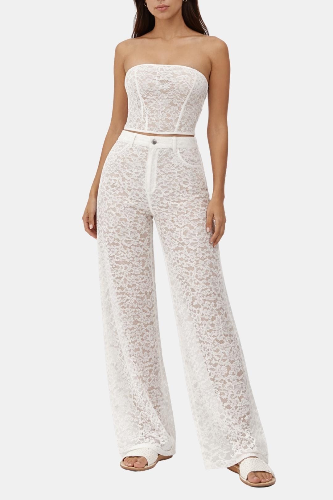 Women's High-Waisted Lace Flare Pants