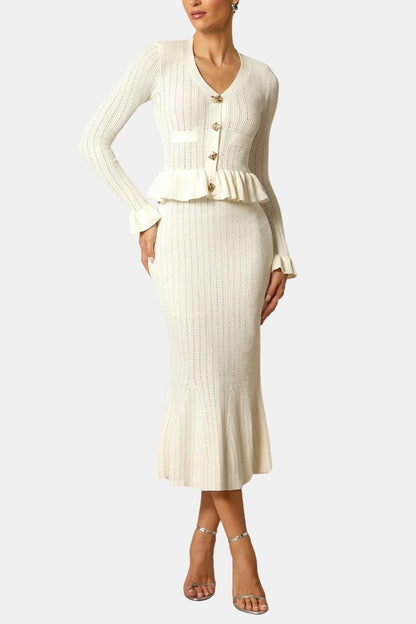 Karen Women's V-Neck Midi Dress - VibreMode