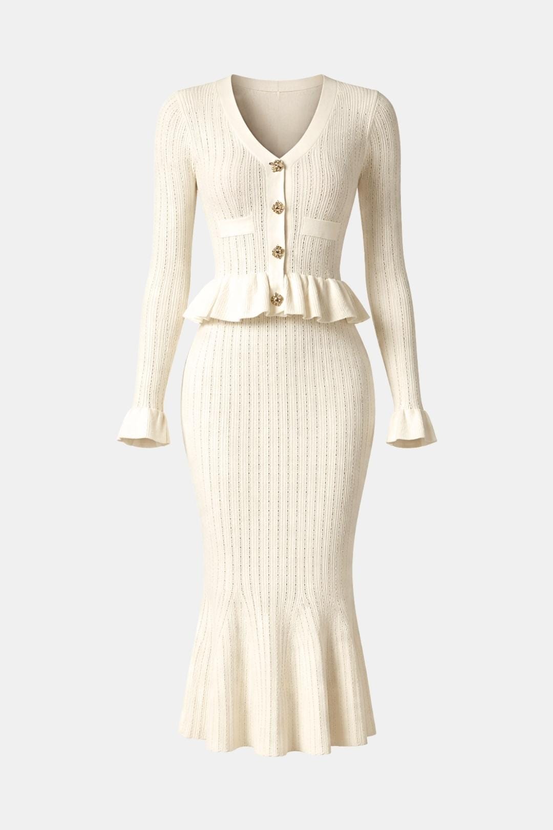 Image of Karen | Women's V-Neck Fit & Flare Midi Dress