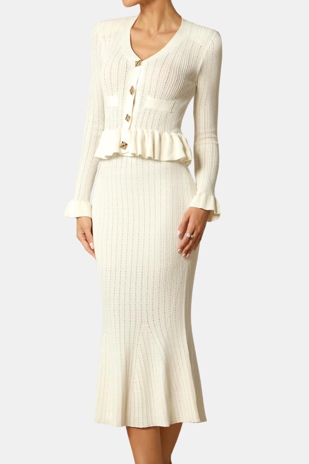 Image of Karen | Women's V-Neck Fit & Flare Midi Dress