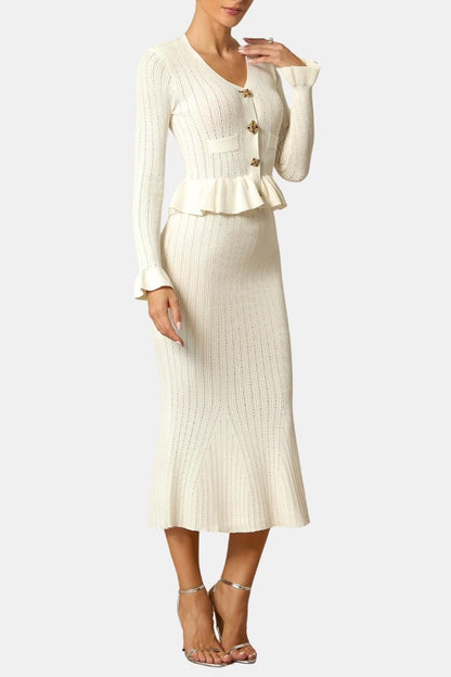 Image of Karen | Women's V-Neck Fit & Flare Midi Dress