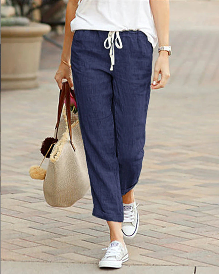Image of Kate | Women's High-Waisted Cropped Chino Trousers