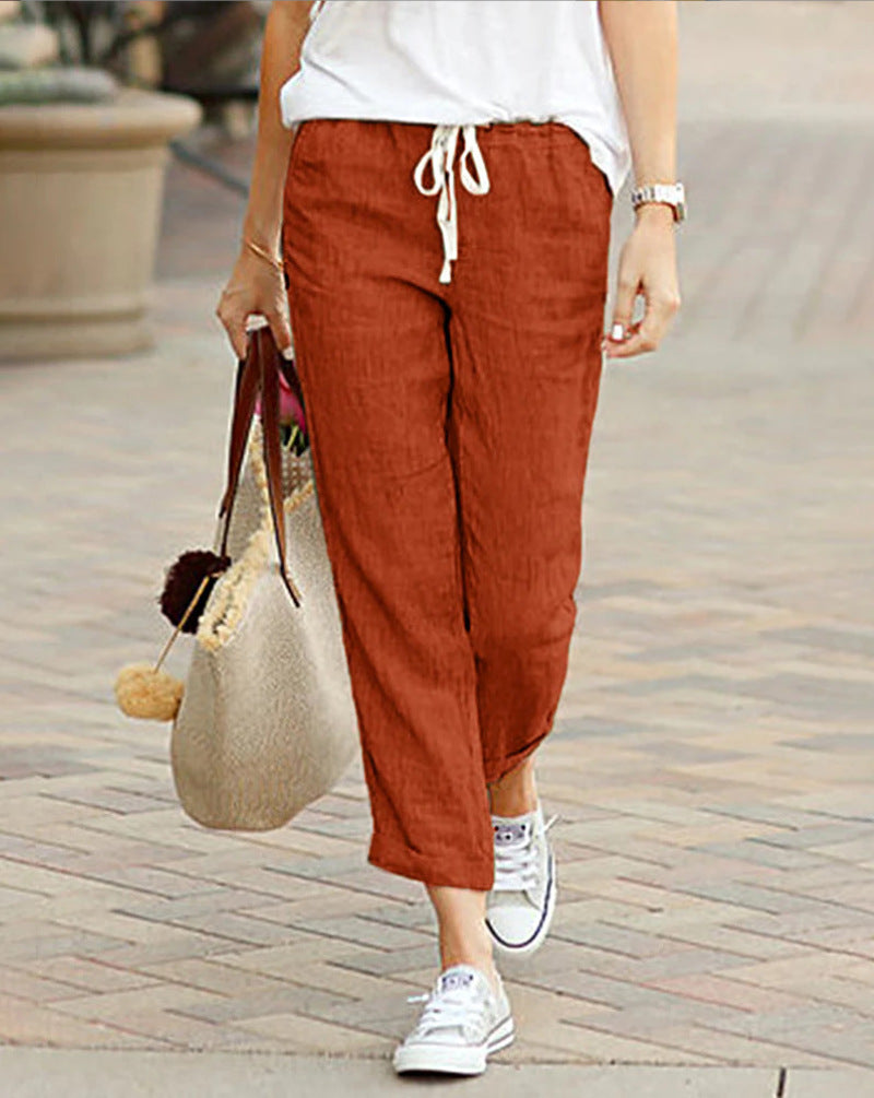 Image of Kate | Women's High-Waisted Cropped Chino Trousers