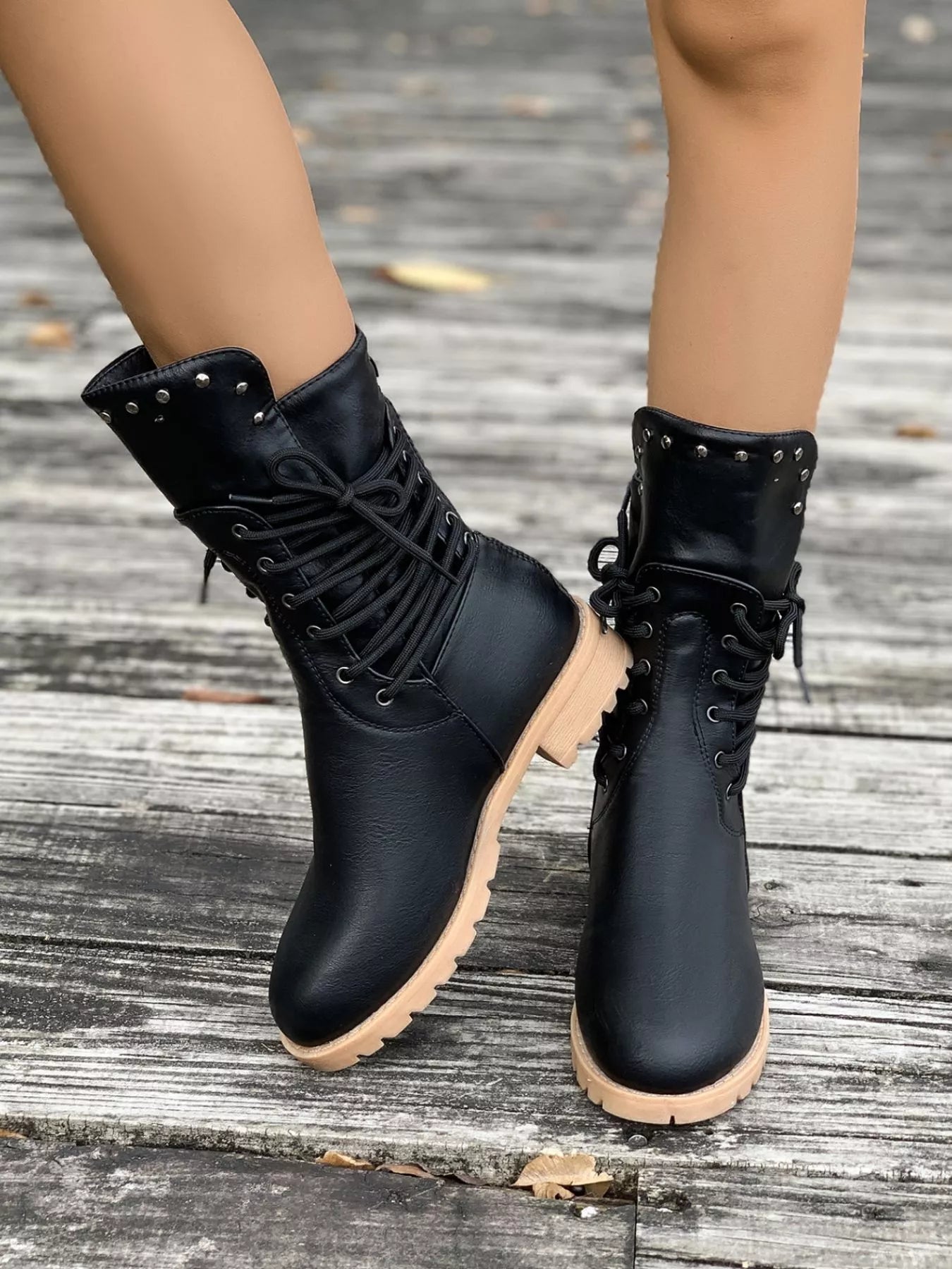 Image of Katelyn | Women's Lace-Up Mid-Calf Boots