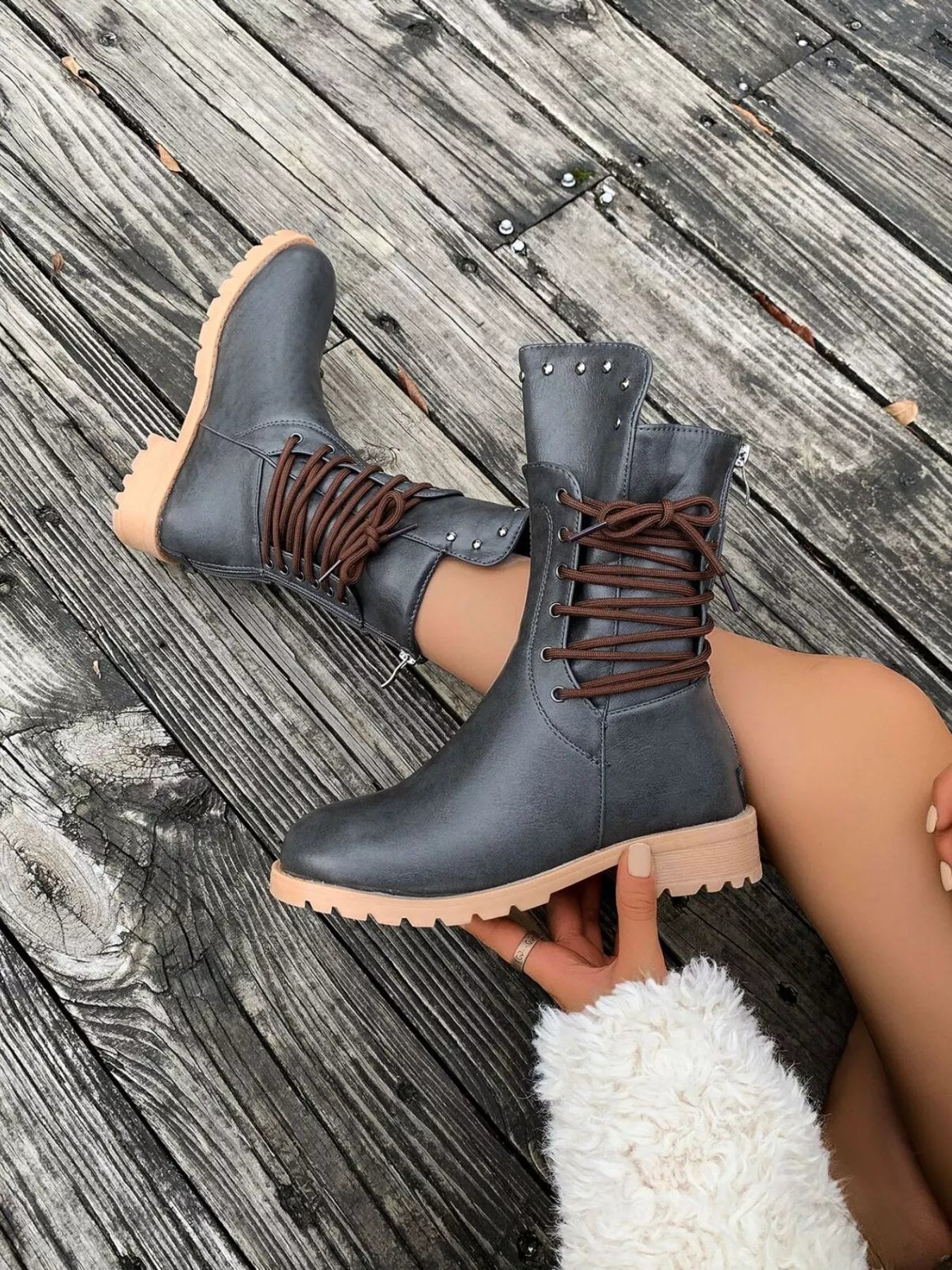 Image of Katelyn | Women's Lace-Up Mid-Calf Boots