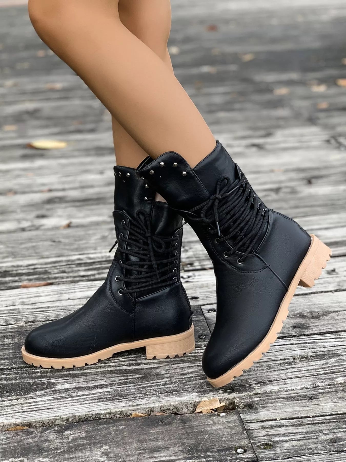 Image of Katelyn | Women's Lace-Up Mid-Calf Boots