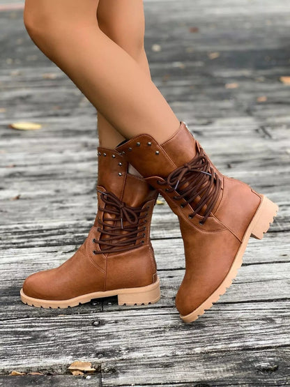Image of Katelyn | Women's Lace-Up Mid-Calf Boots