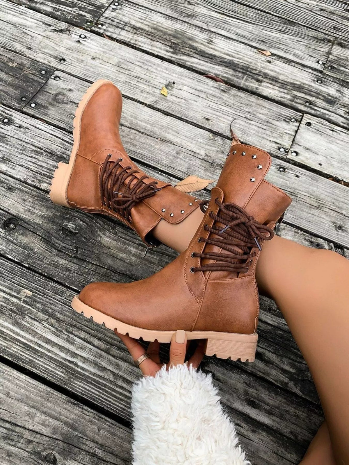 Image of Katelyn | Women's Lace-Up Mid-Calf Boots