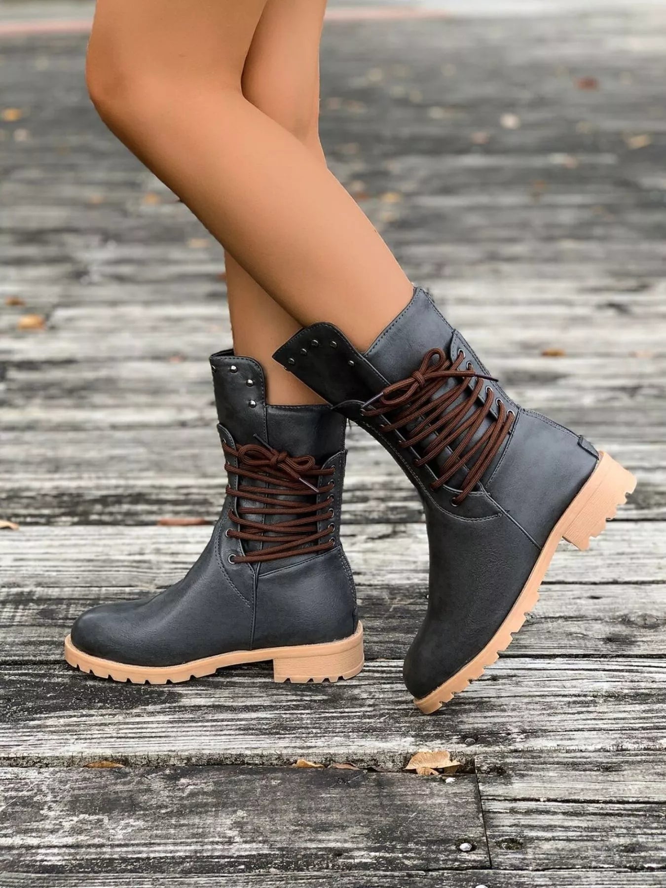 Image of Katelyn | Women's Lace-Up Mid-Calf Boots