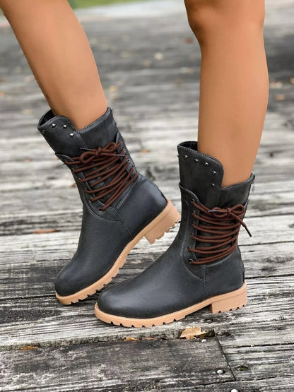 Image of Katelyn | Women's Lace-Up Mid-Calf Boots