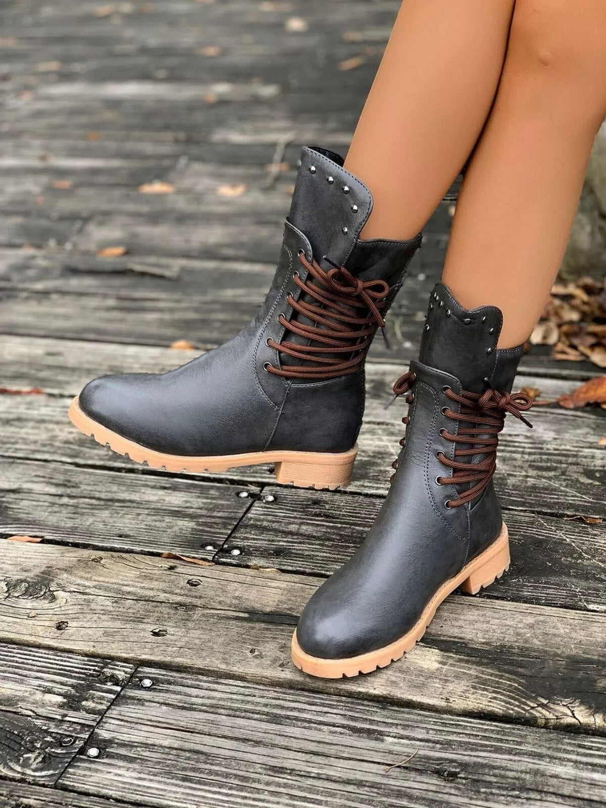 Image of Katelyn | Women's Lace-Up Mid-Calf Boots