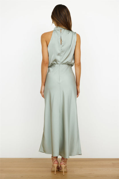 Image of Kathy | Women's Sleeveless High Neck A-Line Midi Dress