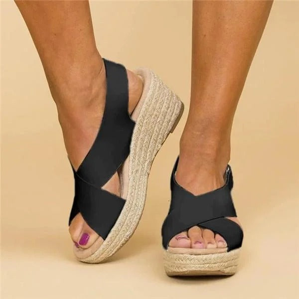 Women's Espadrille Wedge Sandals Cross Strap