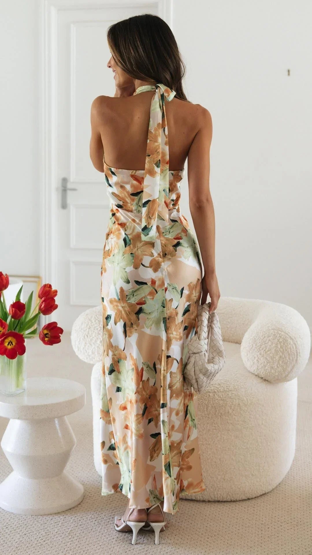 Women's Floral Halter Maxi Dress