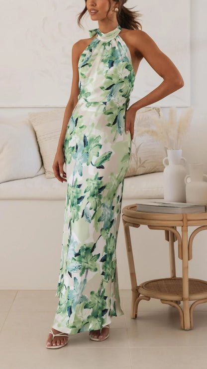 Women's Floral Halter Maxi Dress