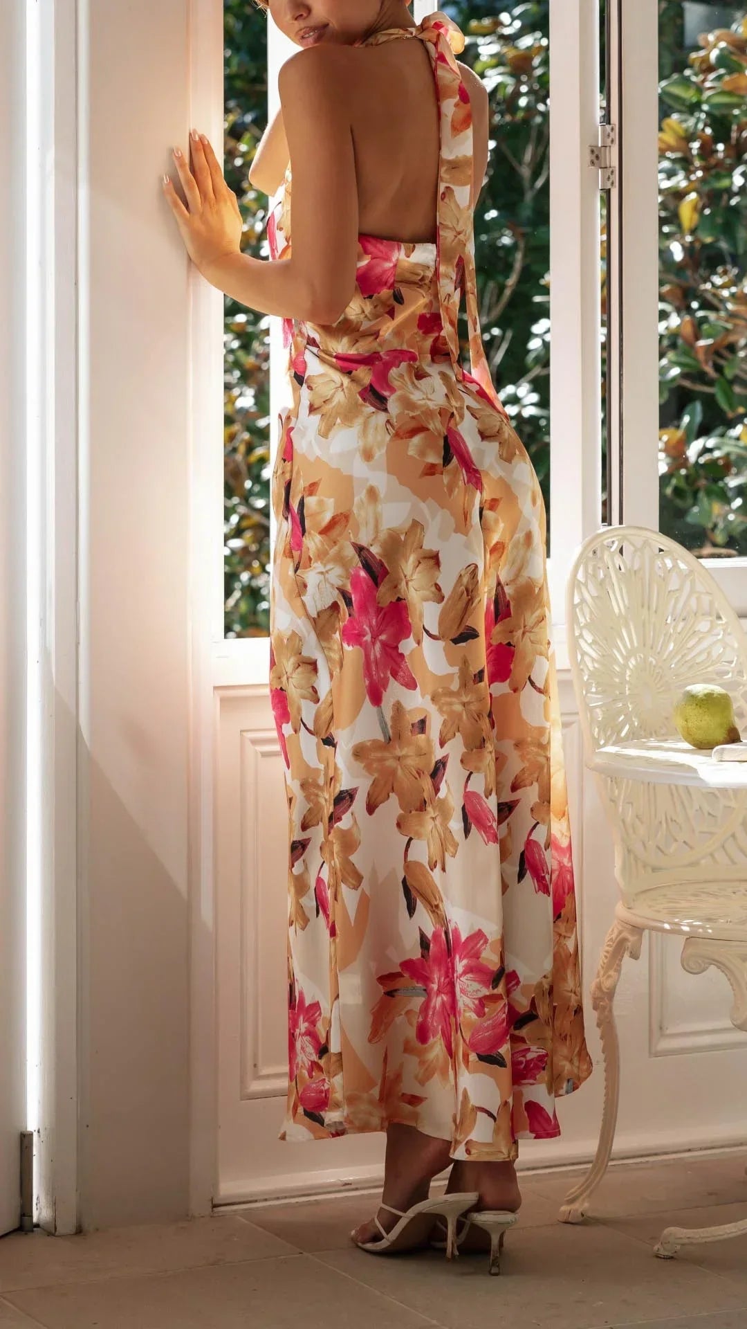 Women's Floral Halter Maxi Dress