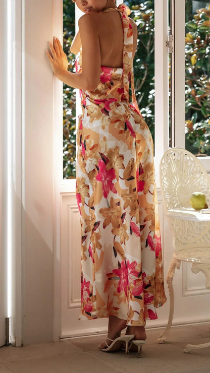 Women's Floral Halter Maxi Dress