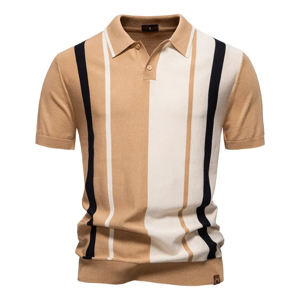 Varenna Men's Contrast Knit Polo Shirt