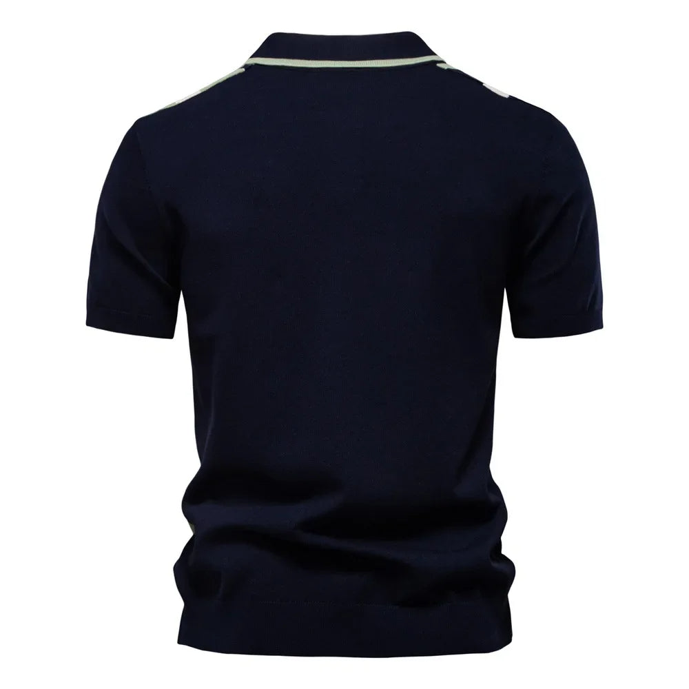 Varenna Men's Contrast Knit Polo Shirt