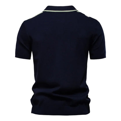 Varenna Men's Contrast Knit Polo Shirt