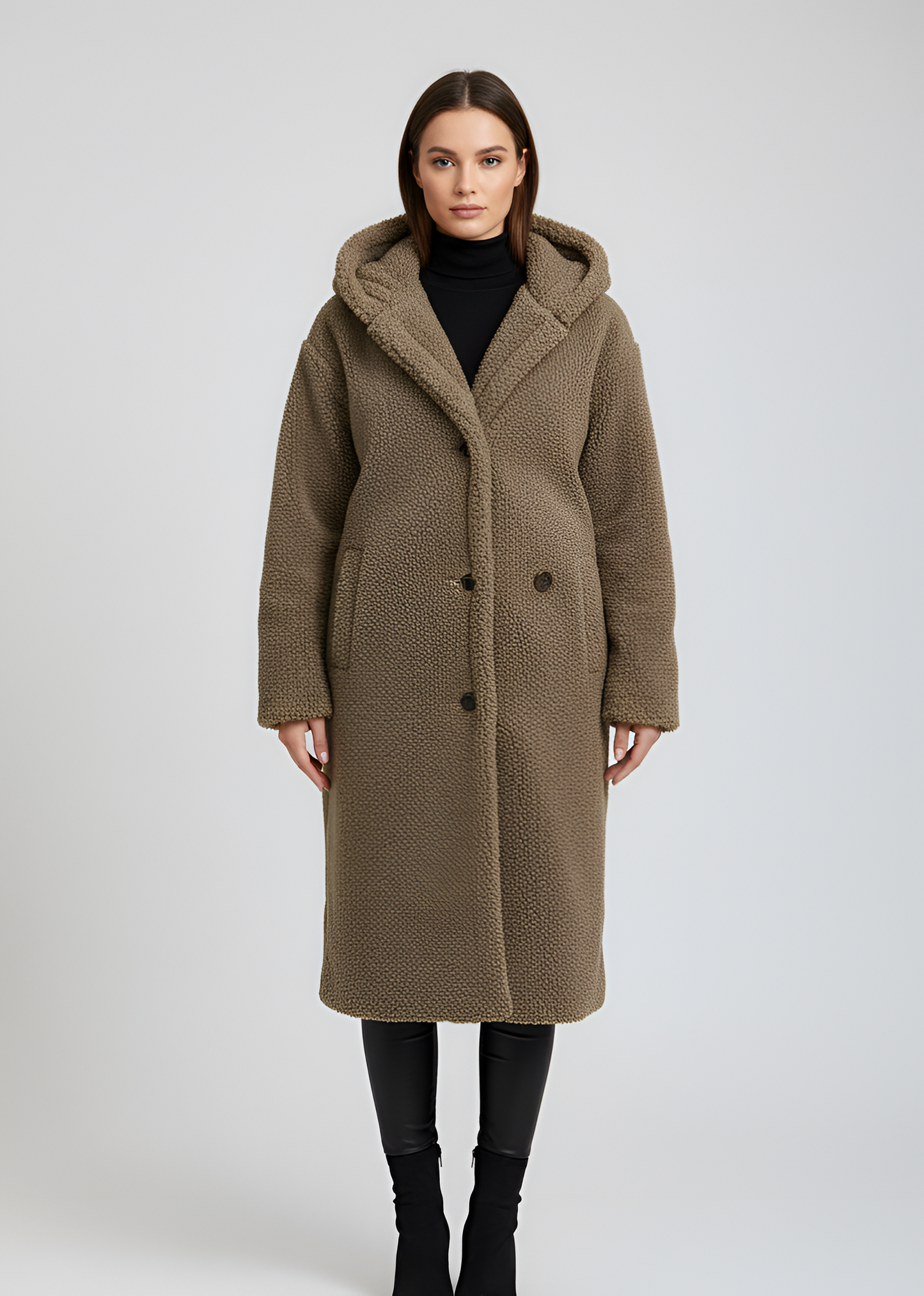 Women's Hooded Faux Fur Long Coat